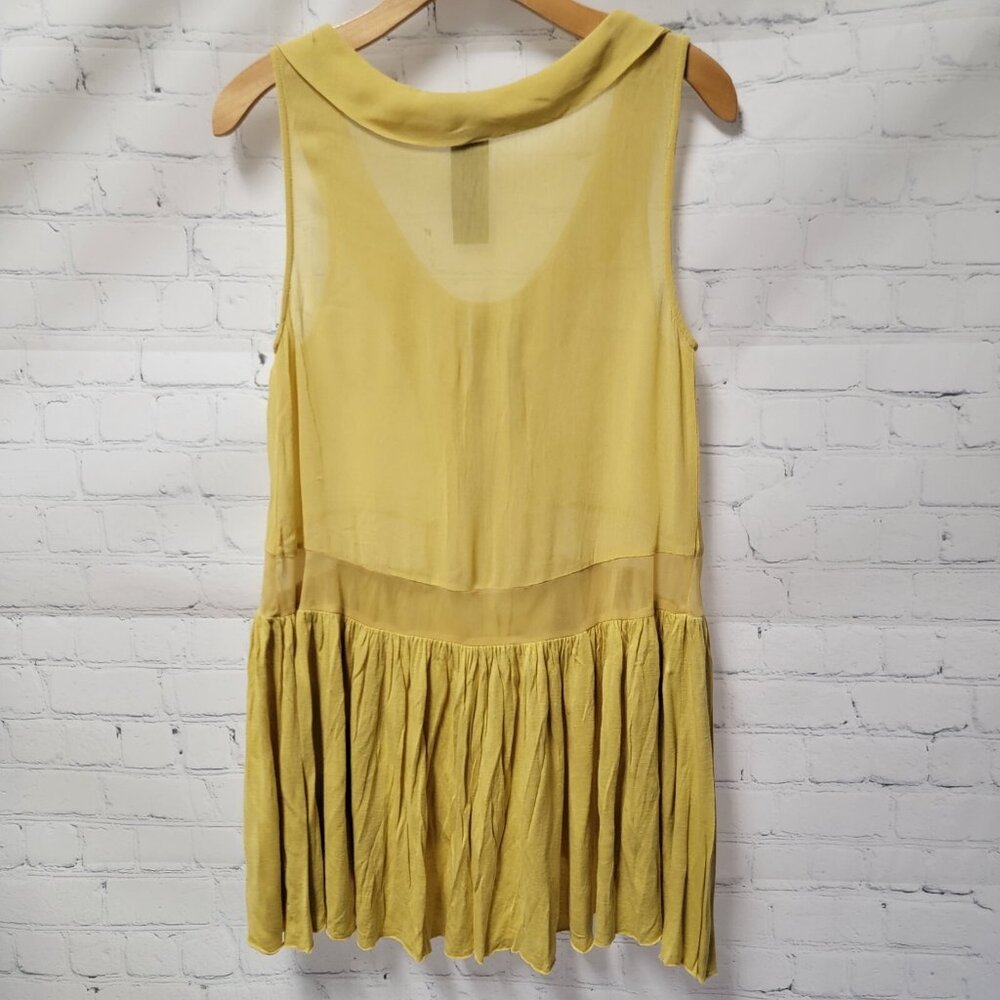 New‎ Romantics FREE PEOPLE Top Sleeveless Blouse Ruffle Yellow XS Boho Festival - Picture 5 of 9